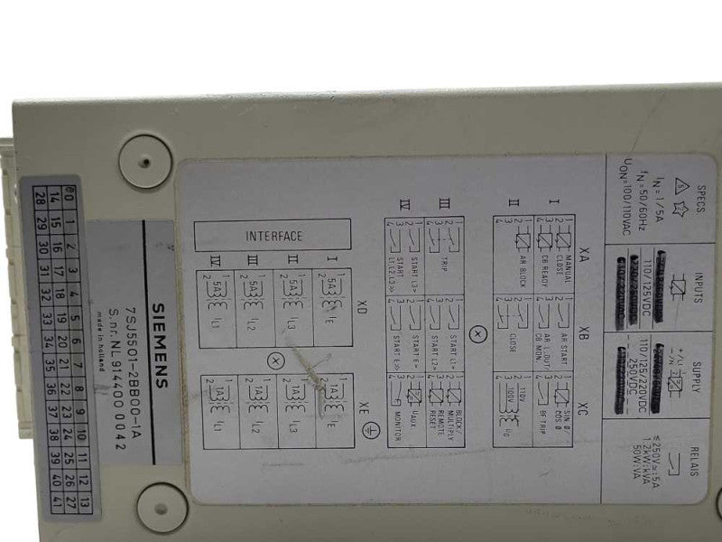 SIEMENS 7SJ5501-2BB00-1A Overcurrent and feeder protection, READ _
