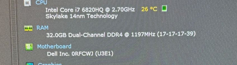 Dell Precision 7720 i7-6820HQ@2.7GHz QUADRO P3000 6GB GPU 32GB 512SSD READ!