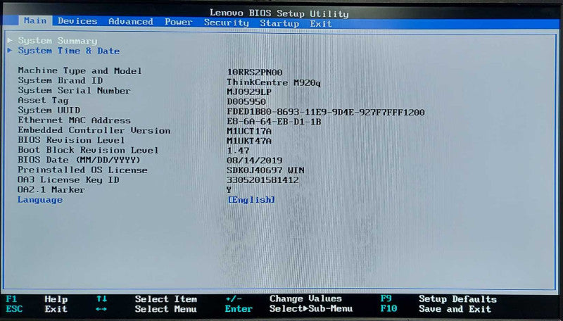 Lenovo ThinkCentre M920q Tiny i5-8500T, 16GB RAM, 256GB SSD, Wi-Fi, BT, w/PWR