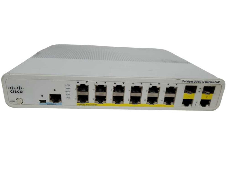 Cisco Catalyst 2960-C Series POE 12 Ports Network Switch WS-C2960C-12PC-L !