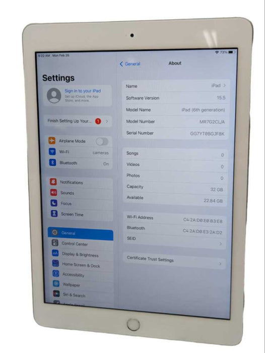 Apple iPad (6th generation) WiFi 32GB UNLOCKED  -