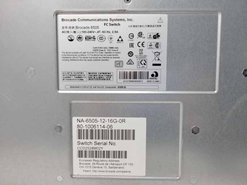 Brocade NA-6505-12-16G-0R 24-Port 16Gb SFP Port FC SAN Switch READ _