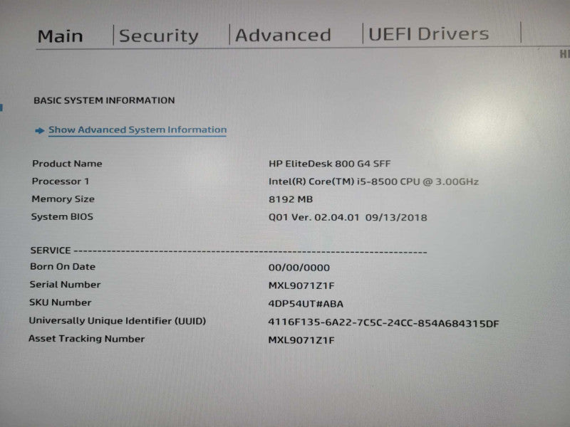 HP EliteDesk 800 G4 SFF | i5-8500 @ 3.00GHz 8GB DDR4 256GB NVMe !