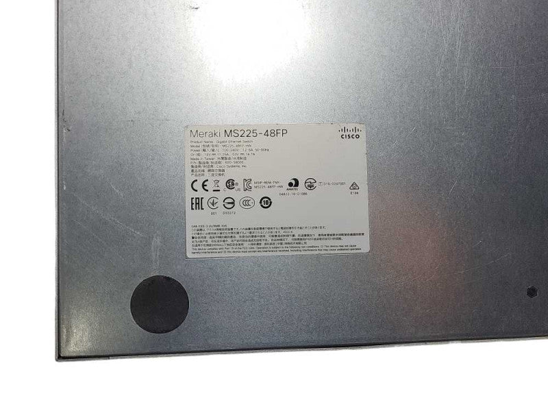 Cisco Meraki MS225-48FP-HW 4xSFP+ 10GbE Layer 2 Network Switch UNCLAIMED $