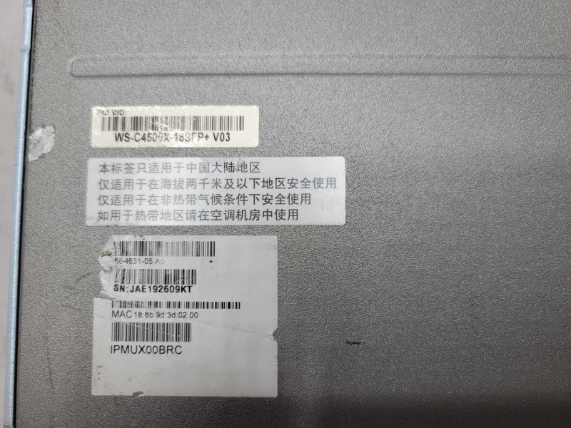 Cisco WS-C4500X-16SFP+ 16 Port Switch - 2x PSU, READ Q_