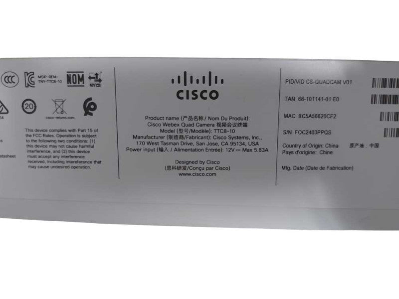 Cisco TTC8-10 CS-QUADCAM V01 Conference Camera Q