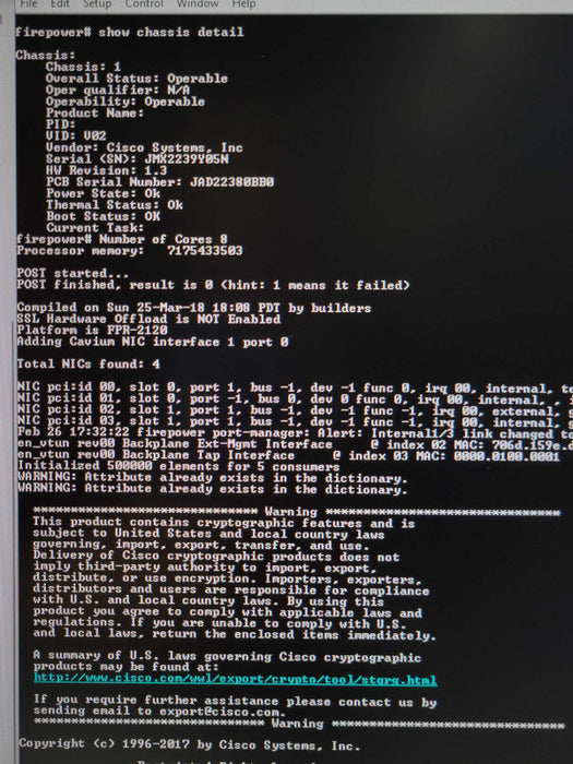 Cisco FPR-2110 Firewall Security Appliance w/ FPR2K-SSD100 _
