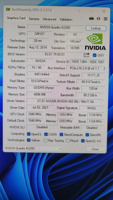 NVIDIA QUADRO K2200 4GB PCIE %
