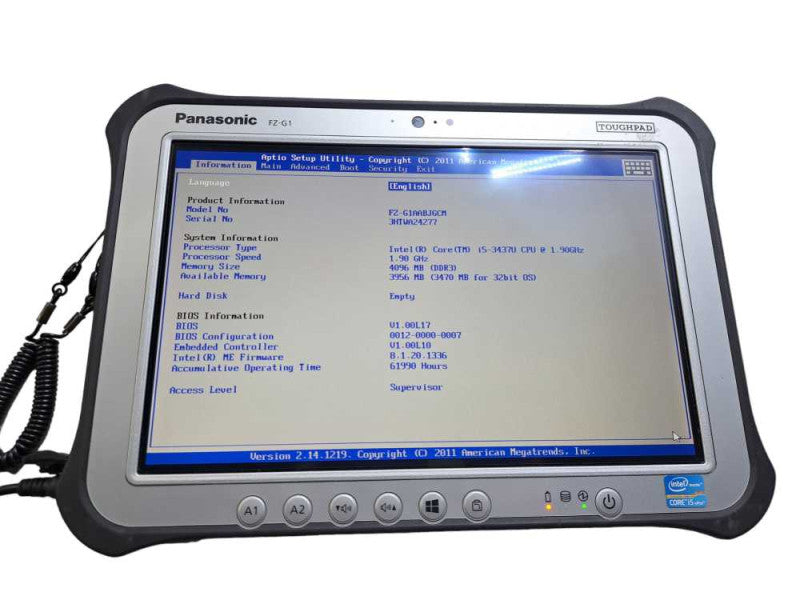 Panasonic Toughpad FZ-G1 | Core i5-3437U @ 1.90GHz 4GB DDR3 No HDD | 62K HRs Q)