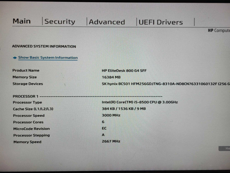 HP EliteDesk 800 G4 SFF | i5-8500 @ 3.00GHz 16GB DDR4 256GB NVMe $