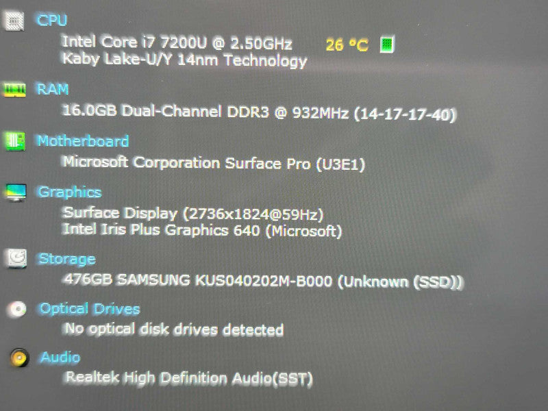 Microsoft Surface Pro (5th Gen)| i7-7200U| 16GB DDR3| 512GB SSD  Î²