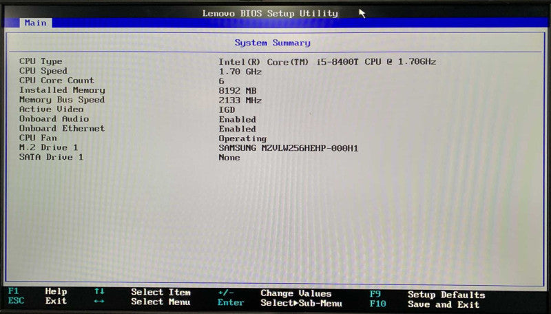 Lenovo M720q USFF, Core I5-8400T 1.7GHz, 16GB DDR4, 256GB NVMe, BT, Adapter