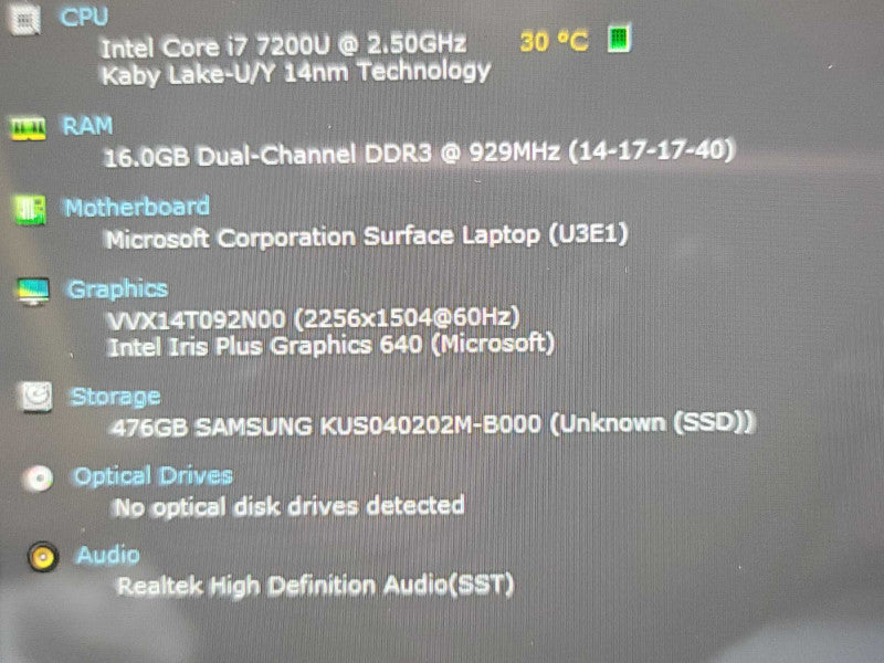 Microsoft Surface Laptop | i7-7200U| 16GB DDR4| 512GB SSD| READ Î²