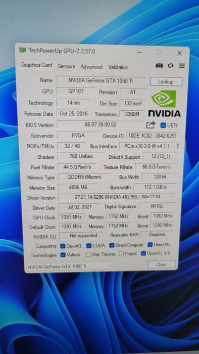 EVGA NVIDIA GTX 1050Ti 4GB PCIE %
