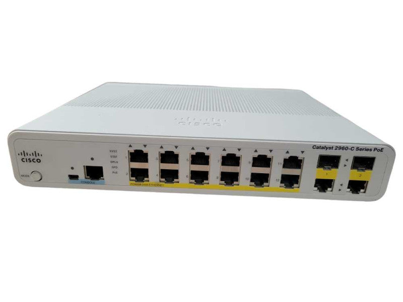 Cisco Catalyst 2960-C Series POE 12 Ports Network Switch WS-C2960C-12PC-L !
