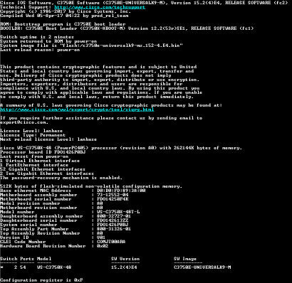 Cisco Catalyst 3750x Series gigabit WS-C3750X-48T-L factory reset !