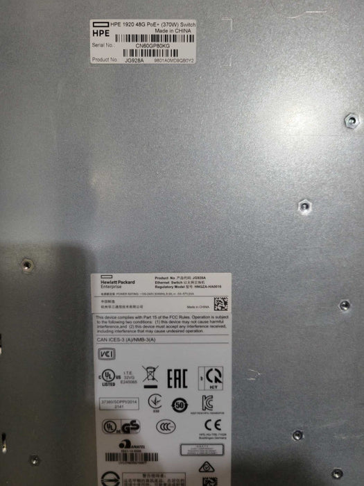 HP HPE OfficeConnect 1920 Series JG928A 48Port PoE+ 370W Gigabit Ethernet _