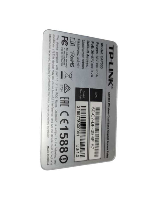 TP-LINK AC1900 WIRLEDS DB GIGABIT AP EAP330 PoE + Mount Plate %