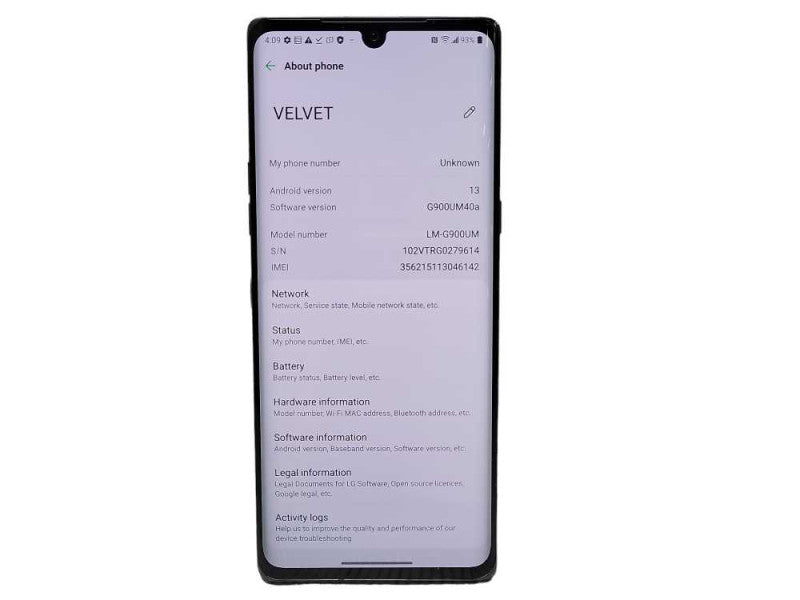 LG Velvet 5G LM-G900UM 128GB READ $
