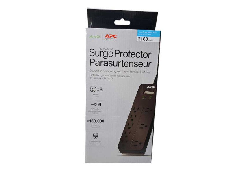 New | APC PH8 8-Outlet Surge Protector/Power Strip - Black )