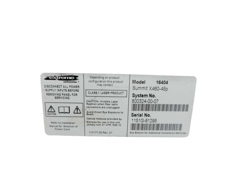 Extreme Networks Summit X460P-48p - 48GigE PoE Switch 1xPSU %