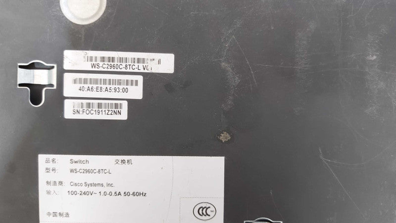 Cisco Catalyst WS-C2960C-8TC-L 8-Port PoE Switch