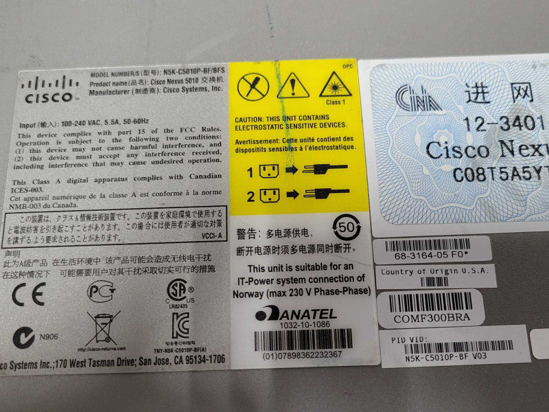 Cisco Nexus N5K-C5010P-BF 20-Port 10GbE Gigabit Ethernet Switch 2x PSU Q_