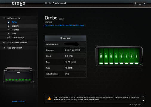 Data Robotics Drobo B800i 8-Bay 2x iSCSI USB type B NAS or DAS Storage 24TB  :
