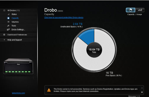 Data Robotics Drobo B800i 8-Bay 2x iSCSI USB type B NAS or DAS Storage 24TB  :