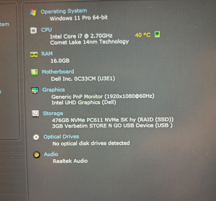 Dell Latitude 5551 Intel Core i7-10850H vPRO 16GB RAM 512GB SSD READ!