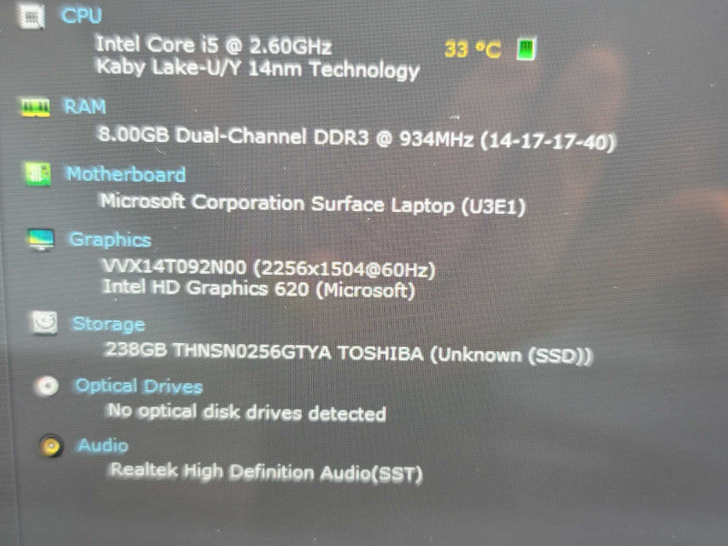 Microsoft Surface Laptop | i5- 7200U| 8GB DDR3| 256GB SSD  QÎ²