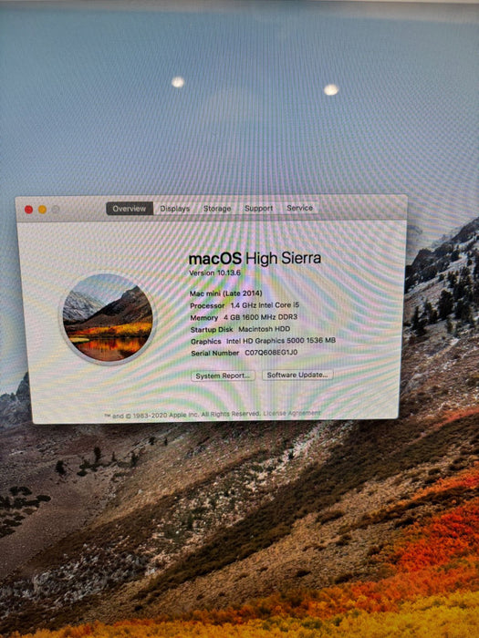Apple Mac mini Late 2014 Intel Core i5-4260U@1.4GHz 4GB RAM 240GB SATA SSD Q