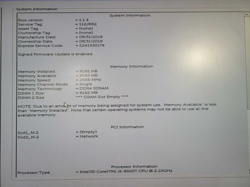 Dell OptiPlex 5060 USFF | i5-8500T @ 2.10GHz 8GB DDR4 256GB M.2 !