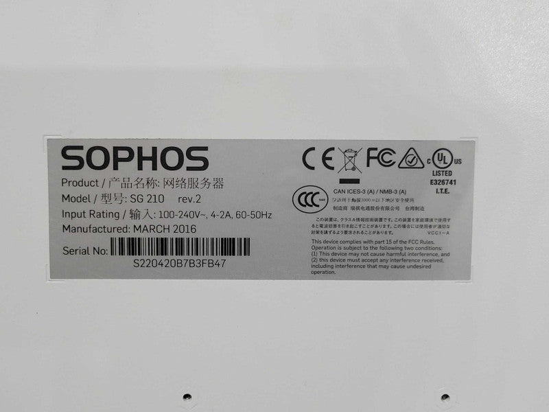 Sophos SG 210 Rev.2 Firewall Network Security Appliance, READ _