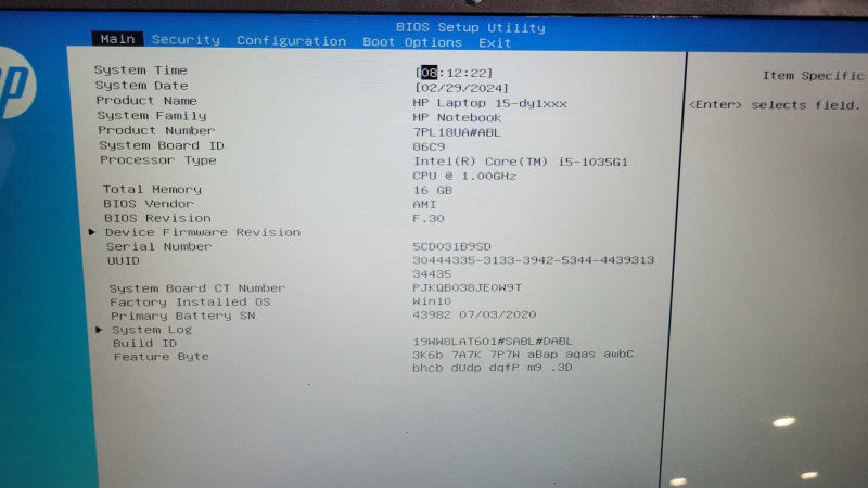 HP Laptop 15 - Core i5-1035G1 | 16GB | 256GB SSD + PWR ADPTR(READ) %