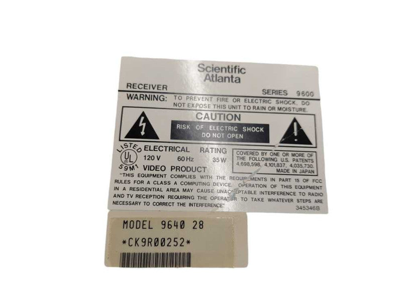 Scientific Atlanta Receiver Model: 9640 28 Receiver Series 9600 =
