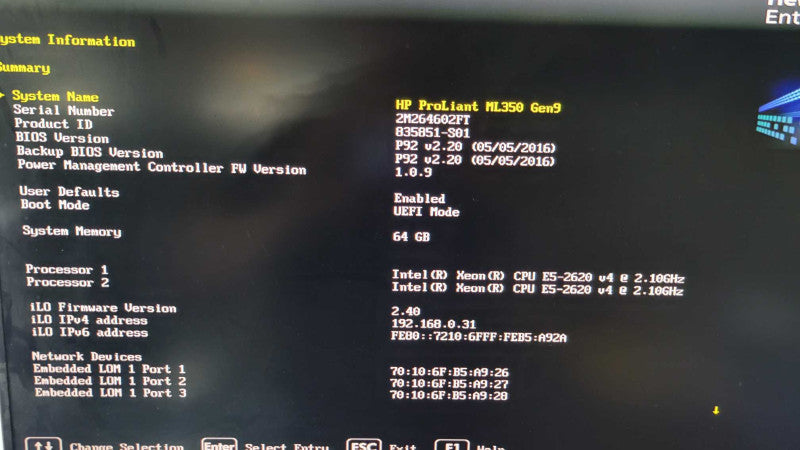 HP ProLiant ML350 Gen9 - 2x Xeon E5-2620 v4 | 64GB RAM | P440ar | 2x500W PSU %