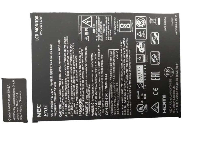 NEC LCD Monitor: Model: E705 ( For Parts )  =