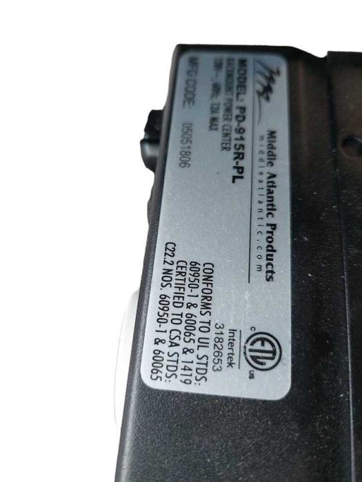 Small Empty Rack with Middle Atlantic Power Bar Model:PD-915R-PL =