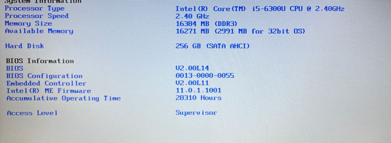 Panasonic ToughBook CF-54 Intel Core i5-6300U@2.4GHz 16GB RAM 256SSD 28310Hrs