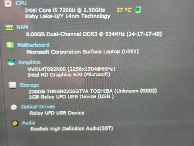 Microsoft Surface Laptop | i5-7200U| 8GB DDR3| 256GB SSD  Î²