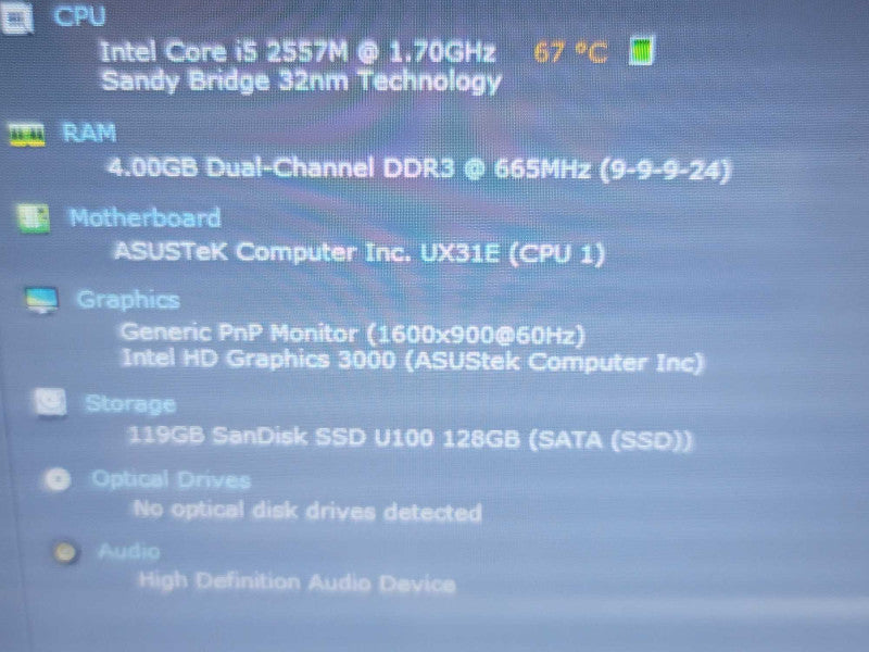 ASUS ZenBook UX31| i5-2557M| 4GB DDR3| 128GB SSD  Î²