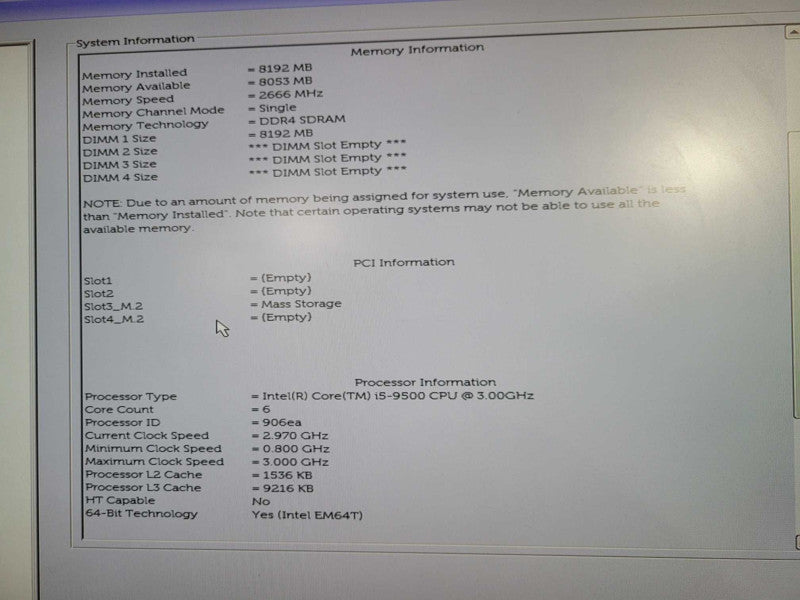 Dell OptiPlex 7070 SFF i5-9500 @ 3.00GHz 8GB DDR4 256GB NVMe !