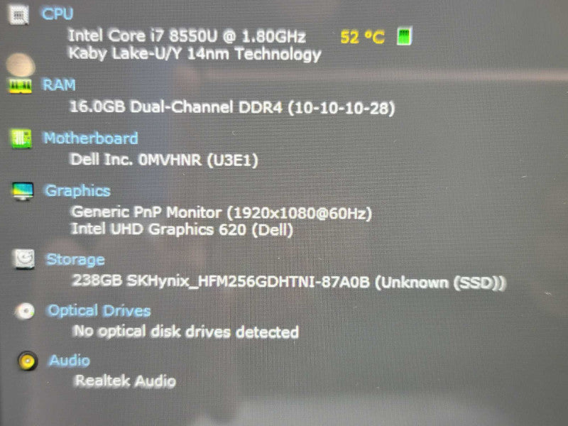 Dell Inspiron 7373 2-n1| i7-8550u| 16GB DDR4| 256GB SSD / POOR BATTERY HEALTH QÎ²