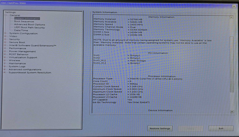 Dell OptiPlex 3060 SFF Desktop | i7-8700 @ 3.20GHz 32GB DDR4 512GB NVMe )