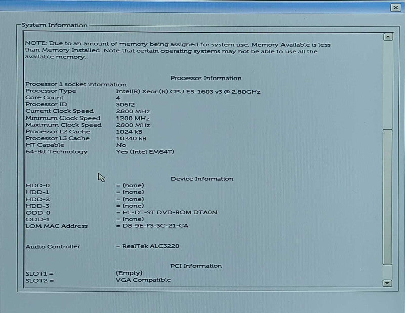 Dell Precision T5810, Xeon E5-1603 v3 2.80GHz, 16GB DDR4, QUADRO 600 GPU