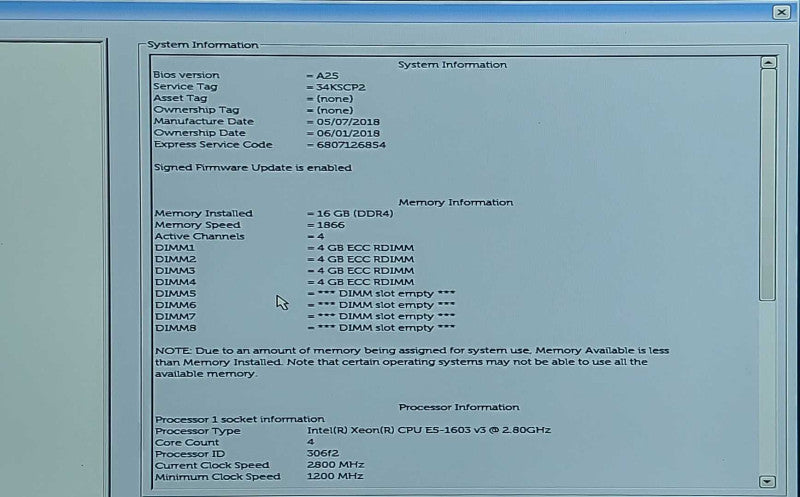 Dell Precision T5810, Xeon E5-1603 v3 2.80GHz, 16GB DDR4, QUADRO 600 GPU