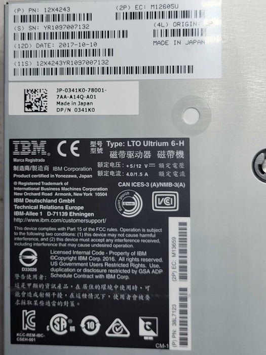 IBM Dell Ultrium 6-H LTO6 SAS Internal Drive 38L7123 0341K0 _