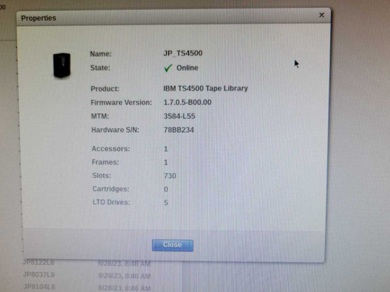 IBM System Storage TS4500 Tape Library System, No Drives _