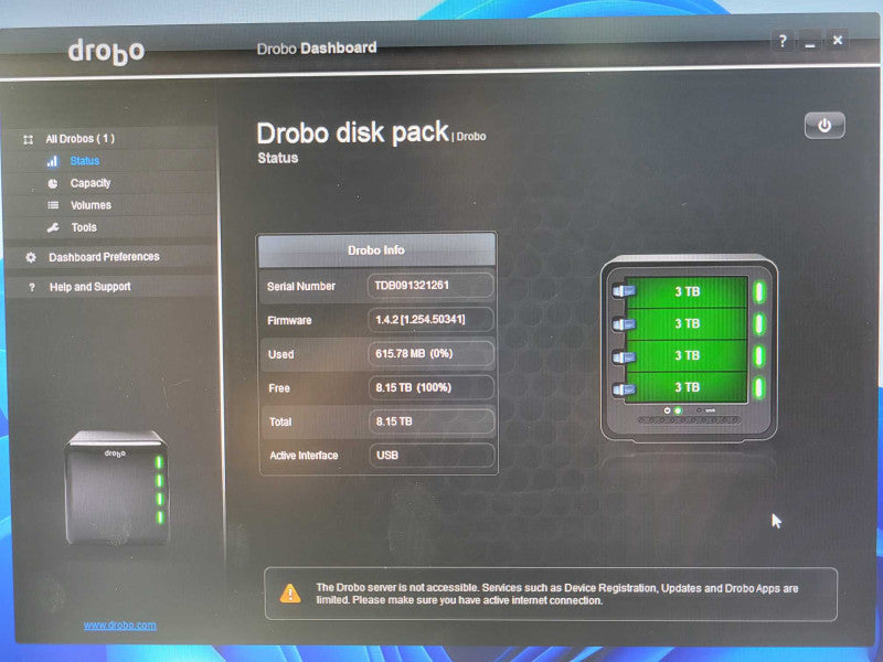 DATA ROBOTICS DROBO DR04D-D 4 Bay HDD Storage with 4x 3TB HDDs _